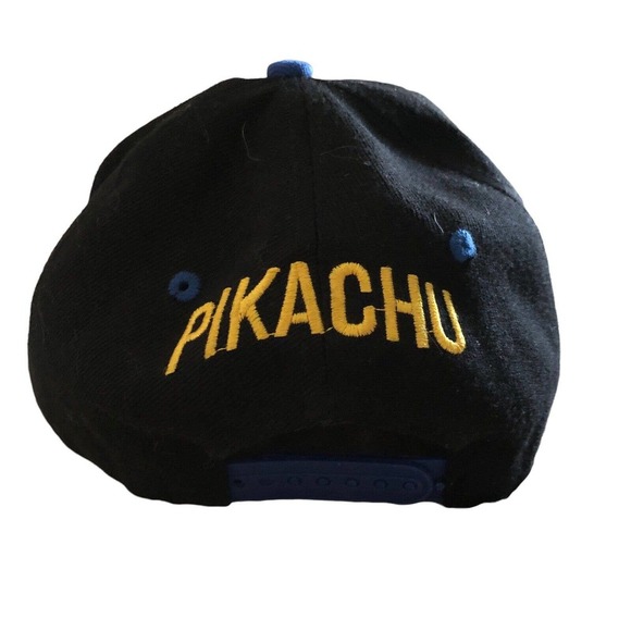 Pokemon Pikachu Snapback Baseball Cap Hat Black Blue Cotton NWOT Pokémon - Picture 7 of 8